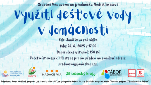 Přednáška: Využití dešťové vody v domácnosti