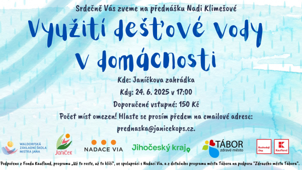 Přednáška: Využití dešťové vody v domácnosti